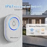 wesstun Wireless Doorbell Waterproof Kit 39 Chimes 5 Volume Levels White view 4