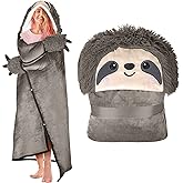 Sloth Wearable Hooded Blanket for Adults - Super Soft Warm Cozy Plush Flannel Fleece & Sherpa Hoodie Throw Cloak Wrap - Sloth Gifts for Women Adults and Kids