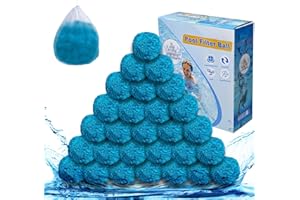Hewlaud 1.5lbs Pool Filter Balls for Sand Filter, Reusable Pool Filter Balls, Eco-Friendly Fibre Media Balls for Above Ground Sand Pool Pump, with Wash Bag (Blue)
