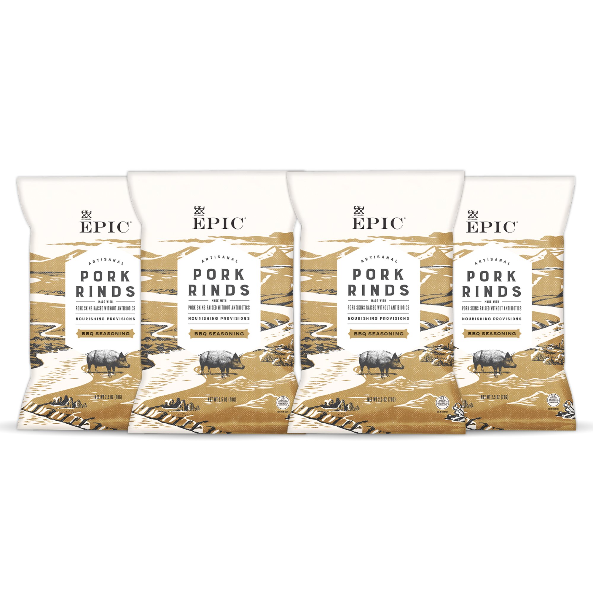 Epic Artisanal Pork Rinds, Sea Salt & Pepper, 2.5 ounce, 4