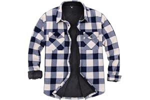 ZENTHACE Men's Warm Sherpa Lined Fleece Plaid Flannel Shirt Jacket(All Sherpa Fleece Lined)