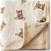 Little Jump 2 Layers Muslin Cotton Baby Blankets - Teddy Bear Toddler Quilt Crib Blanket - Gender Neutral Crib Blanket for Baby Boys and Girls 47"x 47" (Teddy Bears)