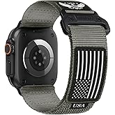 Rugged Nylon Bands for Apple Watch Ultra/3/2 Band 49mm 46mm 45mm 44mm 42mm iWatch Bands Men,Star-Stripe Flag Woven Sport Strap 30MM Wide Fabric Wristband for Apple Watch Series 11 10 9 8 7 6 5 4 3 SE