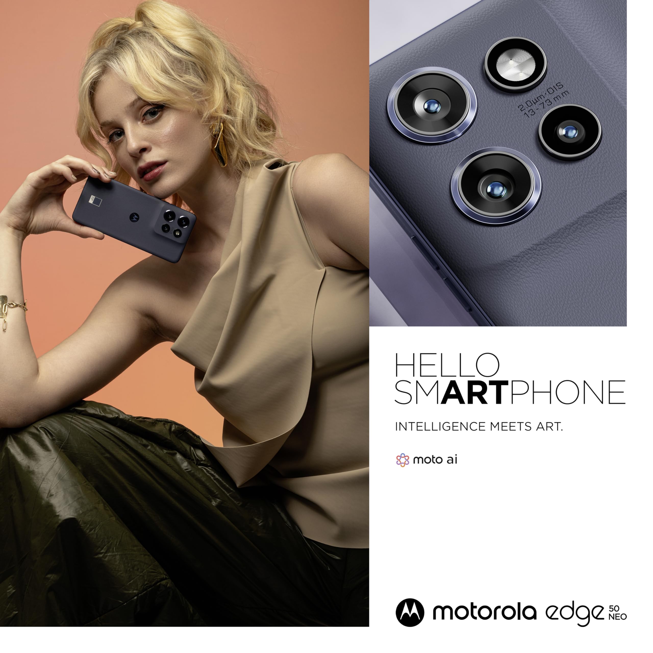 Motorola edge50 neo Smartphone (6,36"-Super-HD-Display, 50-MP-Kamera mit Moto-KI, 8/256 GB, 4310 mAh, Android 14) Pantone Grisaille (Veganes Kunstleder), inkl. Schutzcover 2