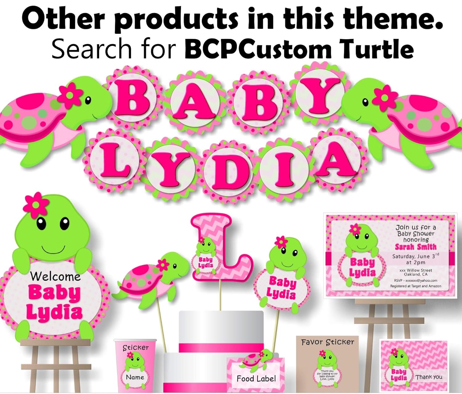 Amazon Com Turtle Baby Shower Banner Decoration Supplies For Girl