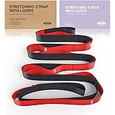 Non Elastic Stretching Strap with Loops - Yoga Straps for Physical Therapy, Durable Stretch Bands for Exercise, Flexibility Training, Hamstring & Leg Stretcher, Yoga/Pilates/Gymnastics