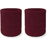 COUVER 4" Tall Wrist Sweatband - Plain Solid Color Soft Cotton Terry Cloth Sport Wristband 1 Pair