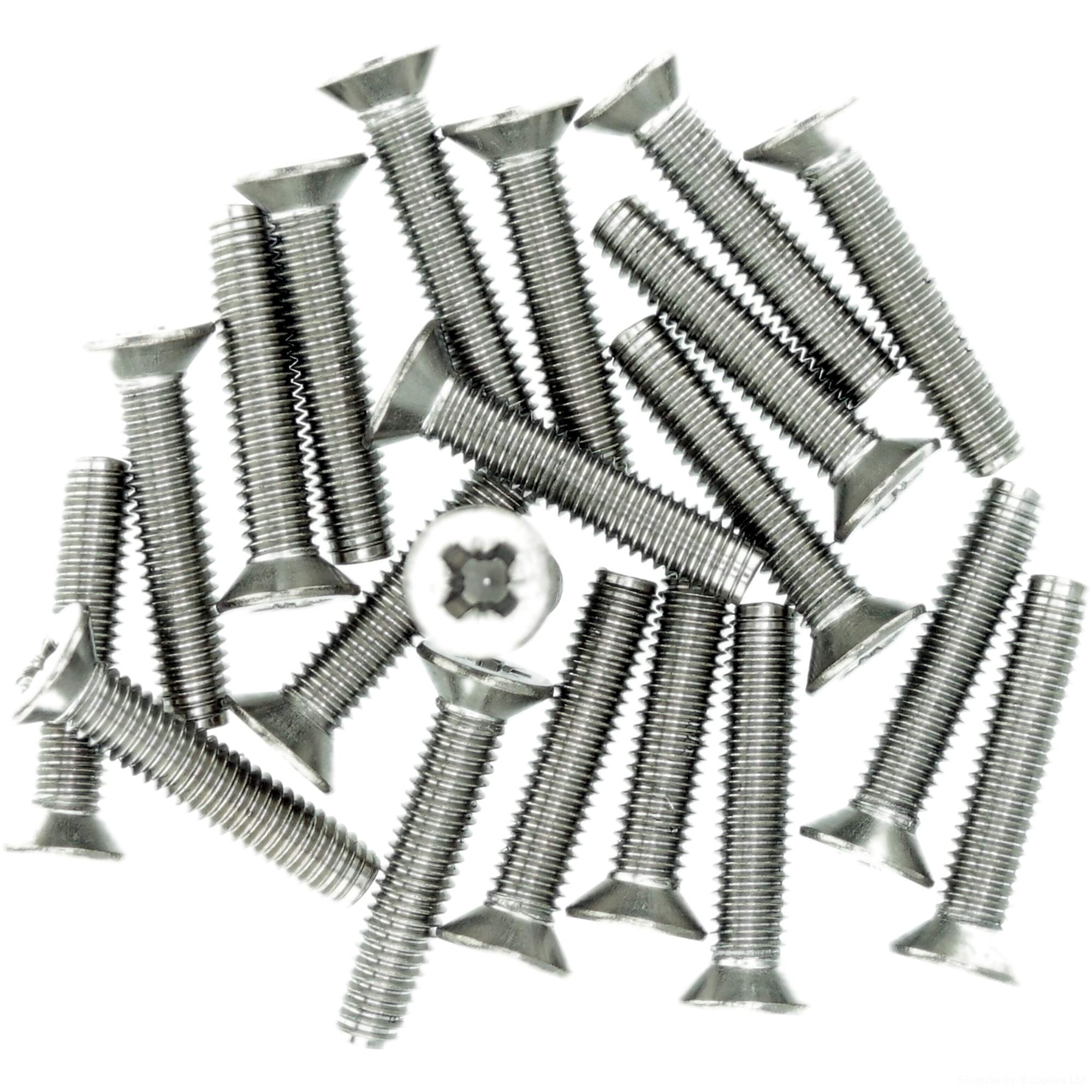 M4 (4mm x 10mm) Pozi Countersunk Thread Rolling Screw - Stainless Steel (A2) (Pack of 20)