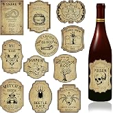 36Pcs Halloween Wine Bottle Label Stickers Retro Scary Potion Bottle Labels | Vintage Halloween Animal Apothecary Bottle Stickers Classic Creepy Waterproof Wine Labels for Halloween Party Decor