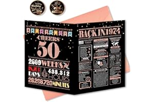 BGTCARDS 50th Birthday Card, Rose Gold, Funny, 50th-1973, 8 x 10 inches