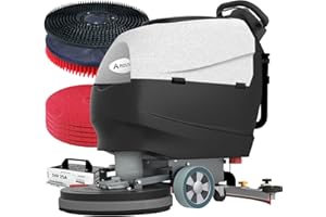Aiolith AF2013 Walk-Behind Commercial Floor Scrubber, 20" Path, 5H Runtime, Lithium Battery, High Efficiency & Low Ownership Cost, Lightweight, Quiet Cleaning Machine for Schools, Stores, Offices