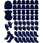 48 Pcs Homeless Care Package Supplies Bulk Winter Wholesale Beanie Fleece Neck Warmer Glove Socks Sets for Men Women