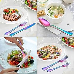 LIANYU 48-Piece Rainbow Silverware Set with Steak