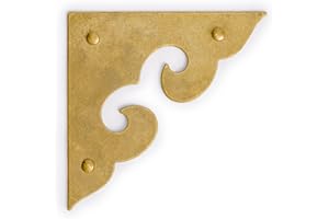 Hardware Philosophy Ocean Wave Brass Corner Hardware 1.8 Inches - Set of 2 - Architectural, Interior Design, Furniture Cabinet Customization Hardware