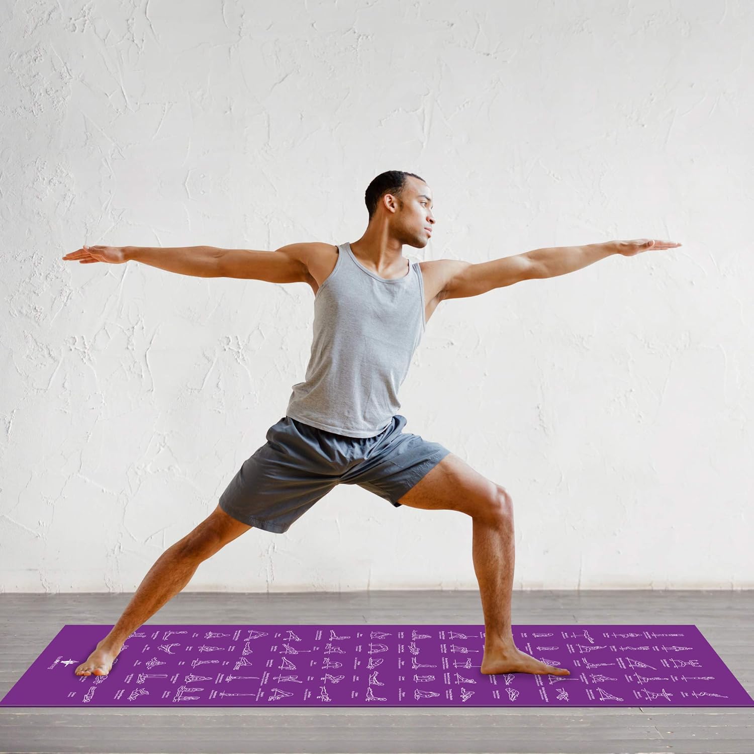 NewMe Fitness Instructional Yoga Mat Printed w/ 70 Illustrated Poses 24