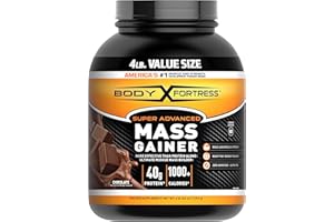 Body Fortress Super Advanced Mass Gainer, Chocolate Protein Plus Surplus Calories for Muscle Mass Gain Support 1-4lb. Jar