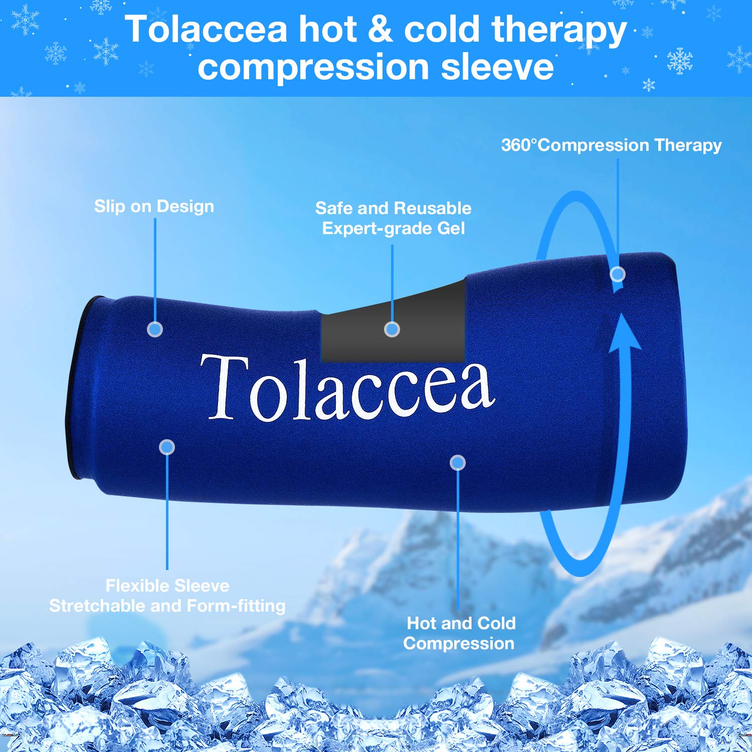 Heiß- und Kältetherapie Flexible Eisbeutel Kalttherapie-Kompressionshülse Wiederverwendbare Gelpackung für Verletzungen Kaltwickel für Knie-, Waden- und Knöchelellenbogen(M)