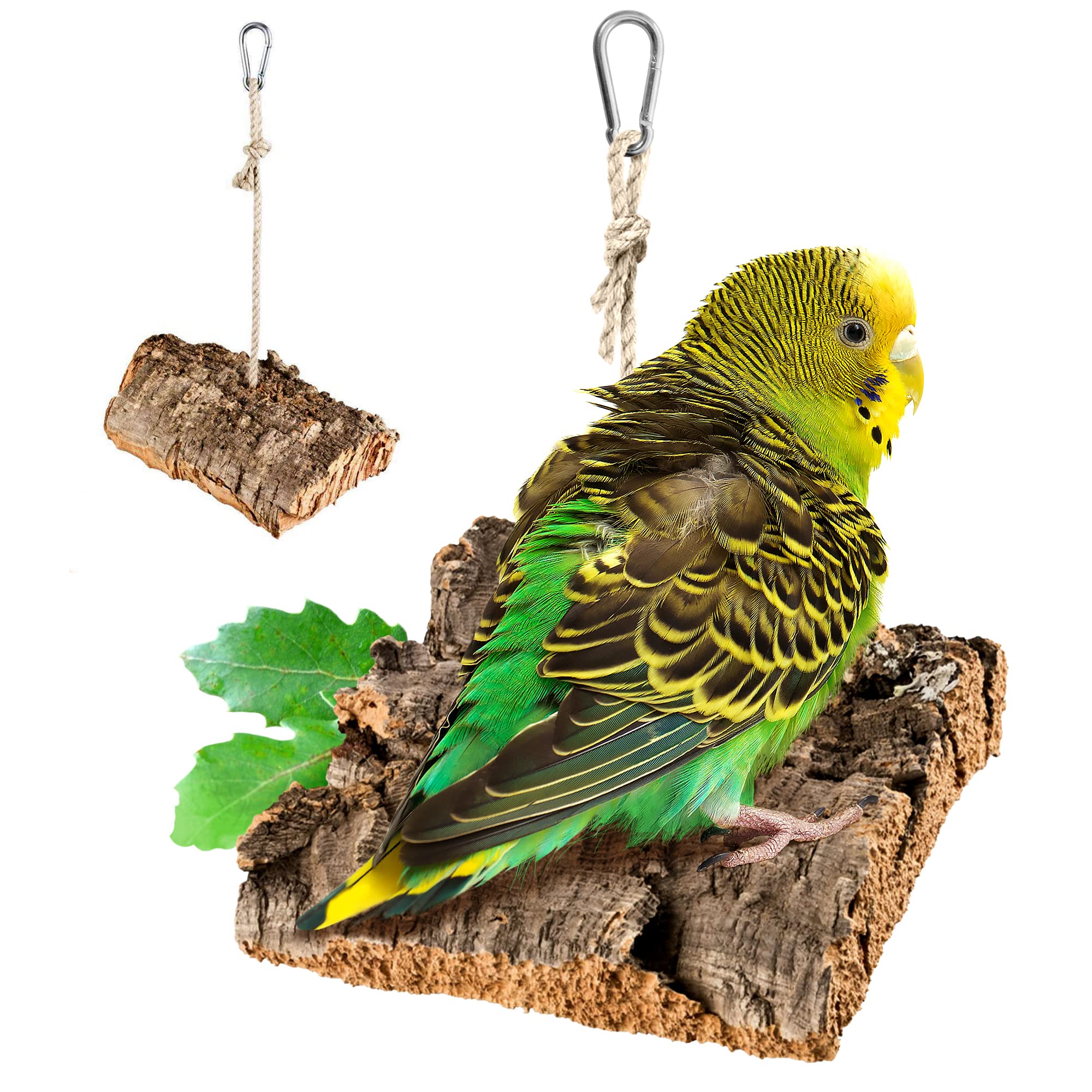 Cork Swing for Birds | cleaned & sanitised | Natural cork swing (natural cork bark) for swinging and nibbling/gnawing. Bird toy and accessory made from cork for budgerigars, parrots, rodents and more