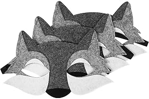 NUOBESTY 3pcs Wolf Animal Masks Half Face Felt Wolf Mask for Children Halloween Masquerade Party Cosplay Props