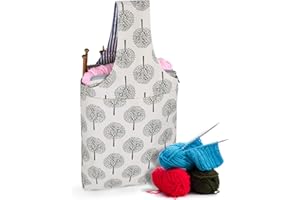 Teamoy Knitting Bag, Canvas Yarn Tote Project Bag for knitting Needles, Yarn and Crochet Supplies, Perfect Size for Knitting 