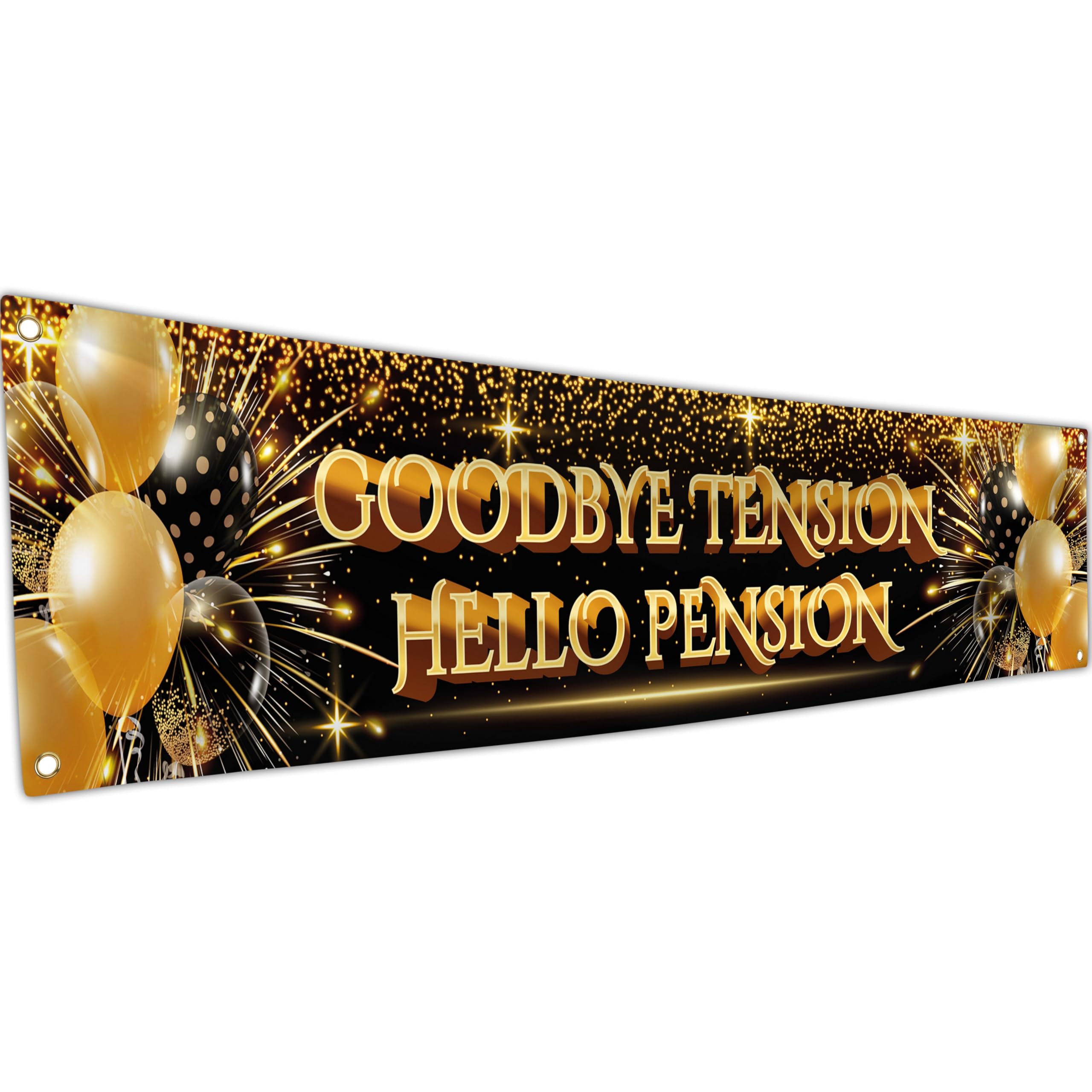 Happy Retirement Banner - Black & Gold Retirement Decorations 180 x 40cm - The Legend has Retired for Men and Women - Goodbye Tension Hello Pension