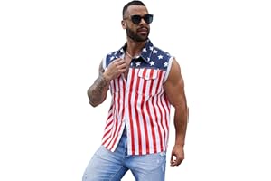 Yuanbang Denim Vest for Men Print Sleeveless Jean Jacket Festival Clothing