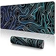 UJoowalk Topographic Mouse Pad Large, Gaming Mouse Pad, XL Mousepad, Keyboard and Mouse Pad, Desk Mat, 31.5 x 11.8 in, Black White Minimalist Contour for Office