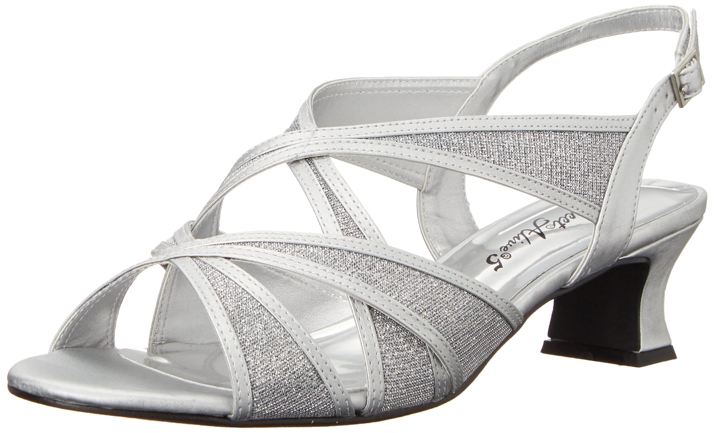 Easy Street Women’s Tristen Slingback Sandal Heeled, Silver-Glitter, 10 Wide