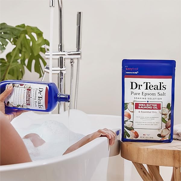 DR TEAL’S EPSOM SALT MAGNESIUM SOAK, SOFTEN & MOISTURIZE WITH SHEA BUTTER & ALMOND OIL, 3 LBS