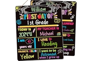 KOCKUU First Day Last Day of School Board Chalkboard Signs, 12" X 10" Double Sided First Day School Board Sign for Kids Boys Girls 1st Day of Kindergarten Preschool 1st Grade Decorations Photo Props