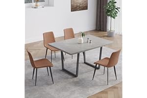 HIPIHOM 5 Piece Dining Table Set, 42.9 Inch Modern Kitchen Dining Table and Leather Dining Chairs for Kitchen Dining Room (Ta