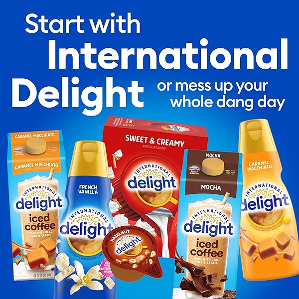INTERNATIONAL DELIGHT COFFEE CREAMER SINGLES, HALF & HALF, SHELF STABLE FLAVORED CREAMER, 384 CT, 0.44 FL OZ, PRE-PORTIONED CREAMERS