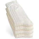 GBZJDSW Thick Knit Natural 97% Cotton Crew Socks, All-Cotton Cozy Vintage Casual Socks for Men Women