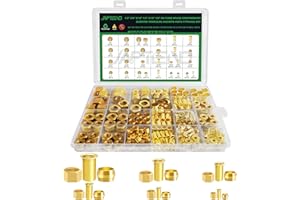 Japtend 280pcs 1/2" 3/8" 5/16" 1/4" 3/16" 1/8" Brass Compression Sleeves Ferrules Inserts Nuts Fittings Assortment Kit, 6 Sizes Hose Repair Kit of Air Water Fuel Oil Gas Tube Lines