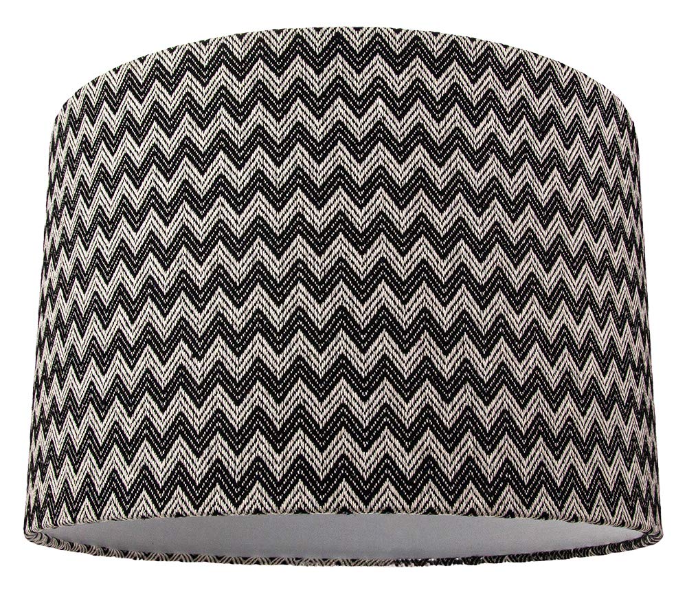 Contemporary and Trendy Zig Zag Chevron Effect Black and White Cotton Fabric 12" Lamp Shade | 30cm Diameter | 60w Maximum by Happy Homewares