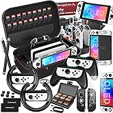 28 in 1 Switch OLED Accessories Bundle for Nintendo Switch OLED Model - 2025 Upgraded Kit with Dockable Protective Case, Carrying Storage Case, Christmas Gift, Black