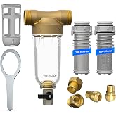 Waterdrop RPFK15 Spin Down Sediment Filter, 100 Micron+500 Micron | Backwash Whole House Water Filter System for City/Well Water, 1" MNPT + 3/4" FNPT + 3/4" MNPT, Traps Sand, BPA Free