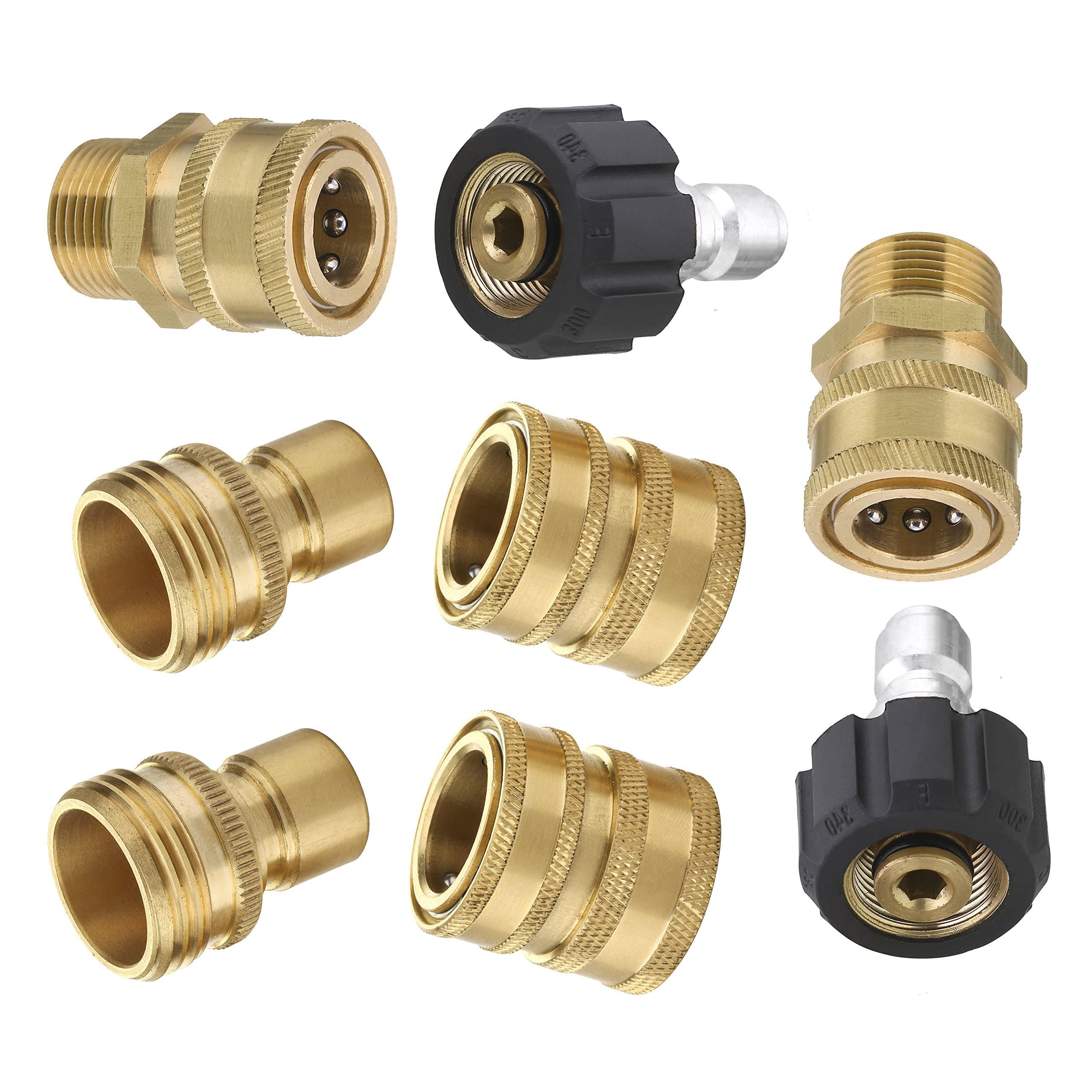 Unifizz Ultimate Pressure Washer Adapter Set, Quick Disconnect Kit, M22 Swivel to 3/8 Inch Quick Connect, 3/4 Inch to Quick Release, 8-Pack