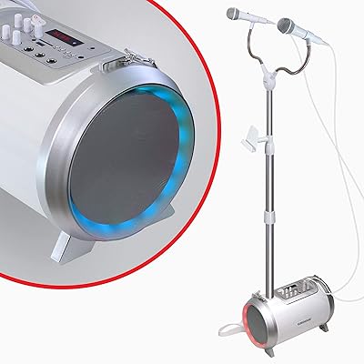 Karaoke Machine for Adults and Kids with 2 Microphones, Streams Music via AUX, USB, SD Card Slot or Bluetooth