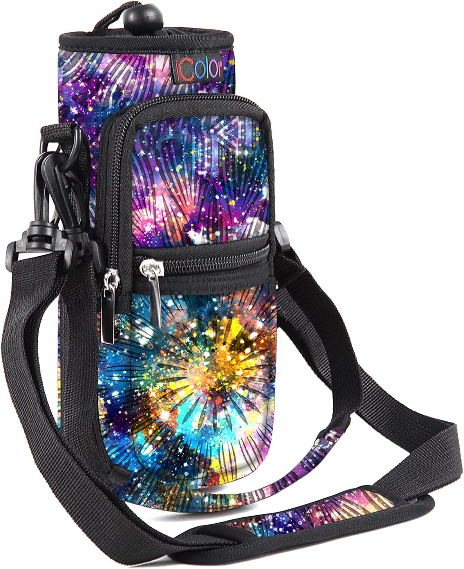 Photo 1 of icolor Water Bottle Carrier Bag Holder 25/32/40/64oz,Adjustable Padded Shoulder & Handle Strap Sports Sling Hiking Pack,Insulated Neoprene Wide Mouth Bottle Sleeve