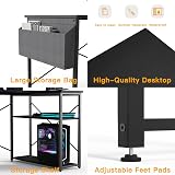 BEXEVUE L Shaped Gaming Desk 100x70 cm with Reversible Storage Shelves Black view 4
