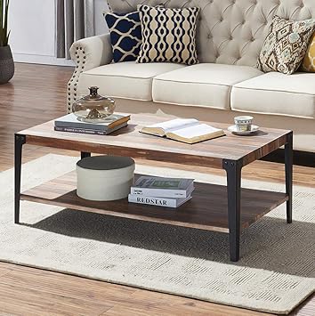 Amazon.com: O&K Furniture Rectangular Coffee Table, Industrial ...
