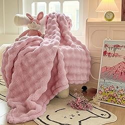 PU MEI Pink Throw Blanket, Fluffy Soft Blankets