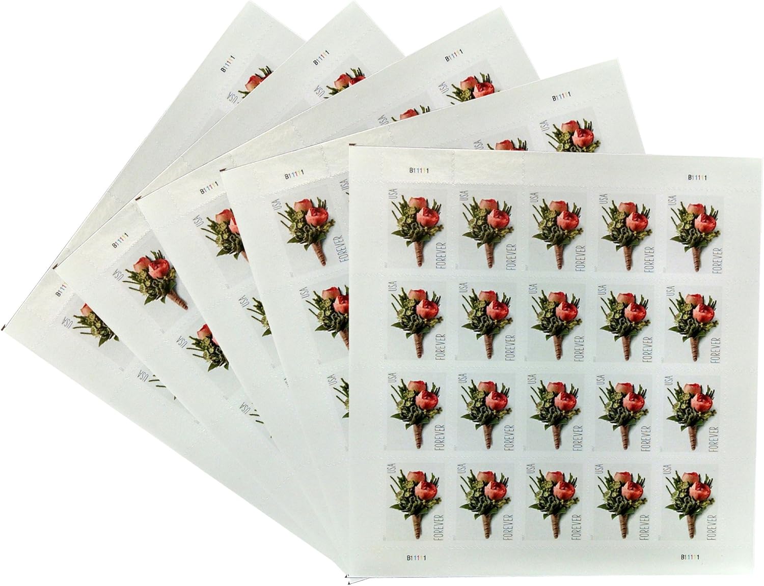 Celebration Boutonniere USPS Forever Stamps Sheet of 20 - New Stamp Issued 2017 (Pack of 5 Sheets)