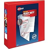 Avery Heavy-Duty View 3 Ring Binder, 3 Inch One Touch EZD Rings, 3.5 Inch Spine, 1 Red Binder (79325)