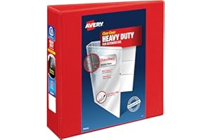 Avery Heavy-Duty View 3 Ring Binder, 3 Inch One Touch EZD Rings, 3.5 Inch Spine, 1 Red Binder (79325)