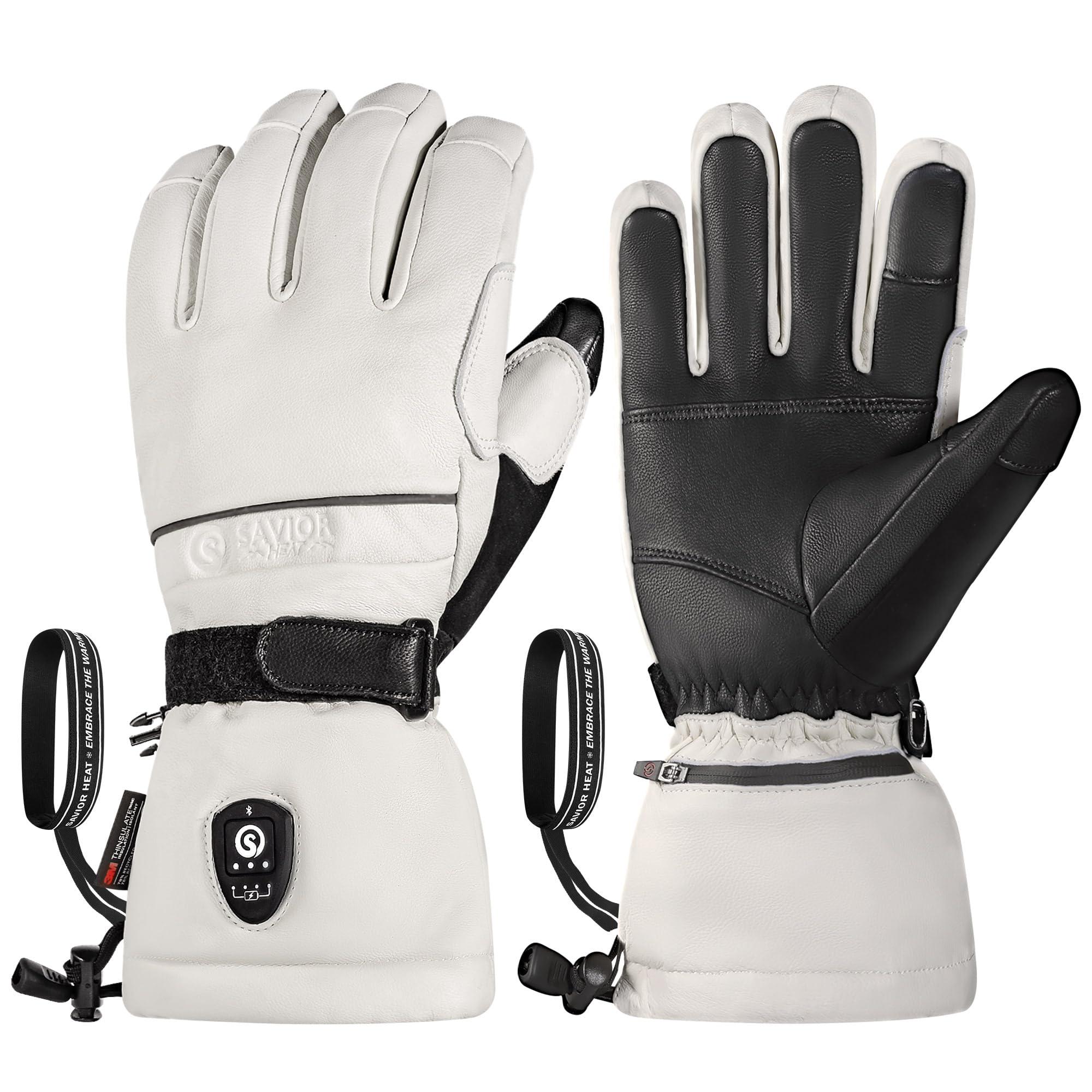 Photo 1 of SAVIOR HEAT Heated Gloves for Men Women, EH 8 Pro Electric Leather Ski Gloves for Extreme Cold -5?, Aero-Grade Aerogel 3M Insulation, 3000mAh Rechargeable Battery Waterproof for Skiers (Small)
