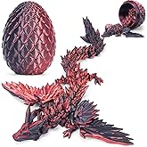 Cessfle Prefilled Easter Eggs with 3D Printed Dragon with Wings Inside, 8" 3D Articulated Crystal Winged Dragon Egg, Easter Basket Stuffers for Boys Kids Teen 4-6 5-7 8-12 (Dull-Red)