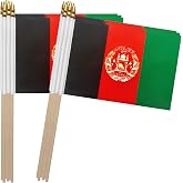 TSMD Afghanistan Stick Flag Afghan Small Mini Handheld Flags,5x8 Inch,12 Pack