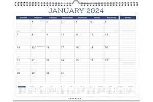 PAPERAGE Calendar 2024-12 Month (Navy), Minimalist Wall and Desk Calendar with Monthly Views and Yearly Plans – Medium (11.5 in x 14.75 in)
